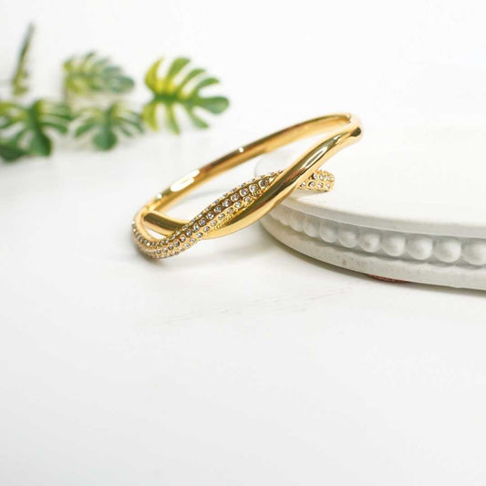 Twisted Crystal Open Bangle Bracelet