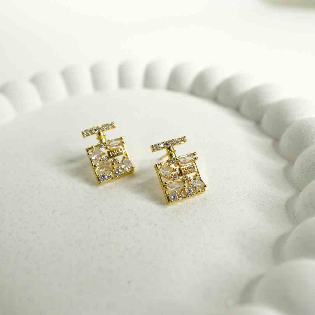 Perfume Bottle Crystal Stud Earrings