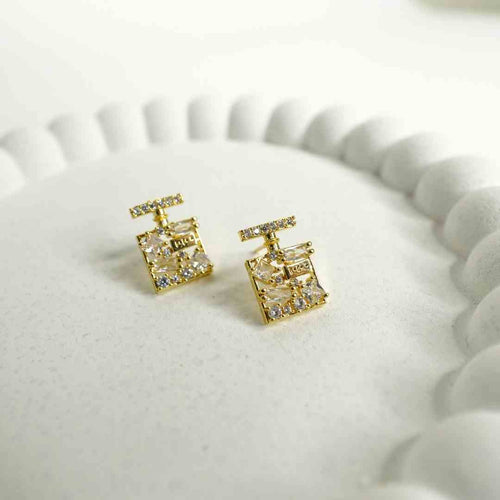 Perfume Bottle Crystal Stud Earrings – 18K gold-plated stainless steel stud earrings