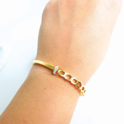 Aure Geometric Link Bracelet – 18K gold-plated stainless steel bracelet