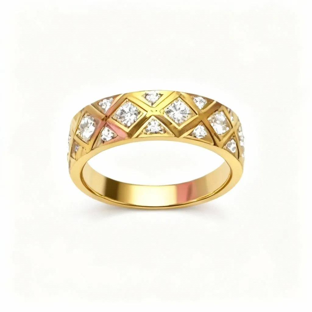 Quilted Luxe Diamond Band – Gold Plated