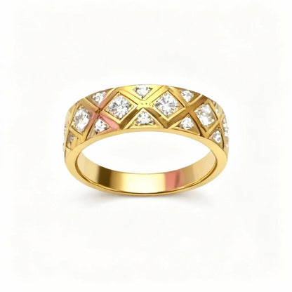 Quilted Luxe Diamond Band – Gold Plated