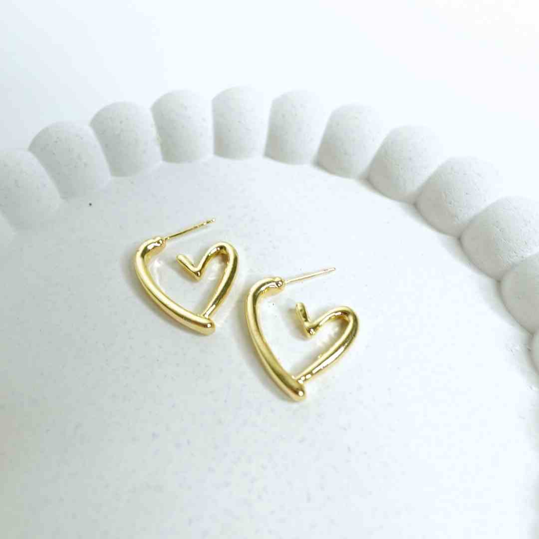 Golden Aura Heart Hoops
