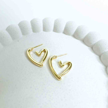 Golden Aura Heart Hoops