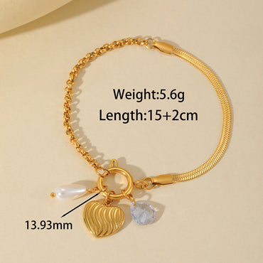 Ashara Pearl Love Charm Bracelet