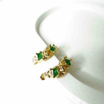 Emerald Luxe Molten Hoop Studs