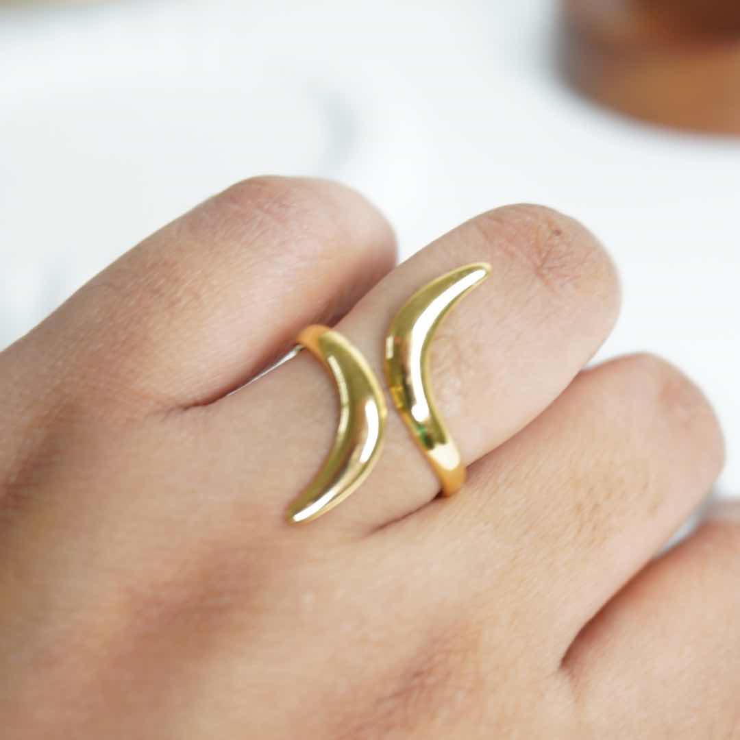 Golden Crescent Adjustable Ring