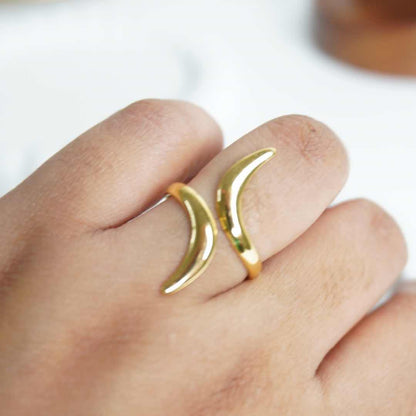 Golden Crescent Adjustable Ring