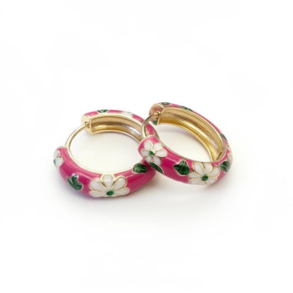 Rosé Fleur Enamel Hoops