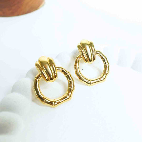 Bamboo Ring Statement Earrings – 18K gold-plated stainless steel earrings