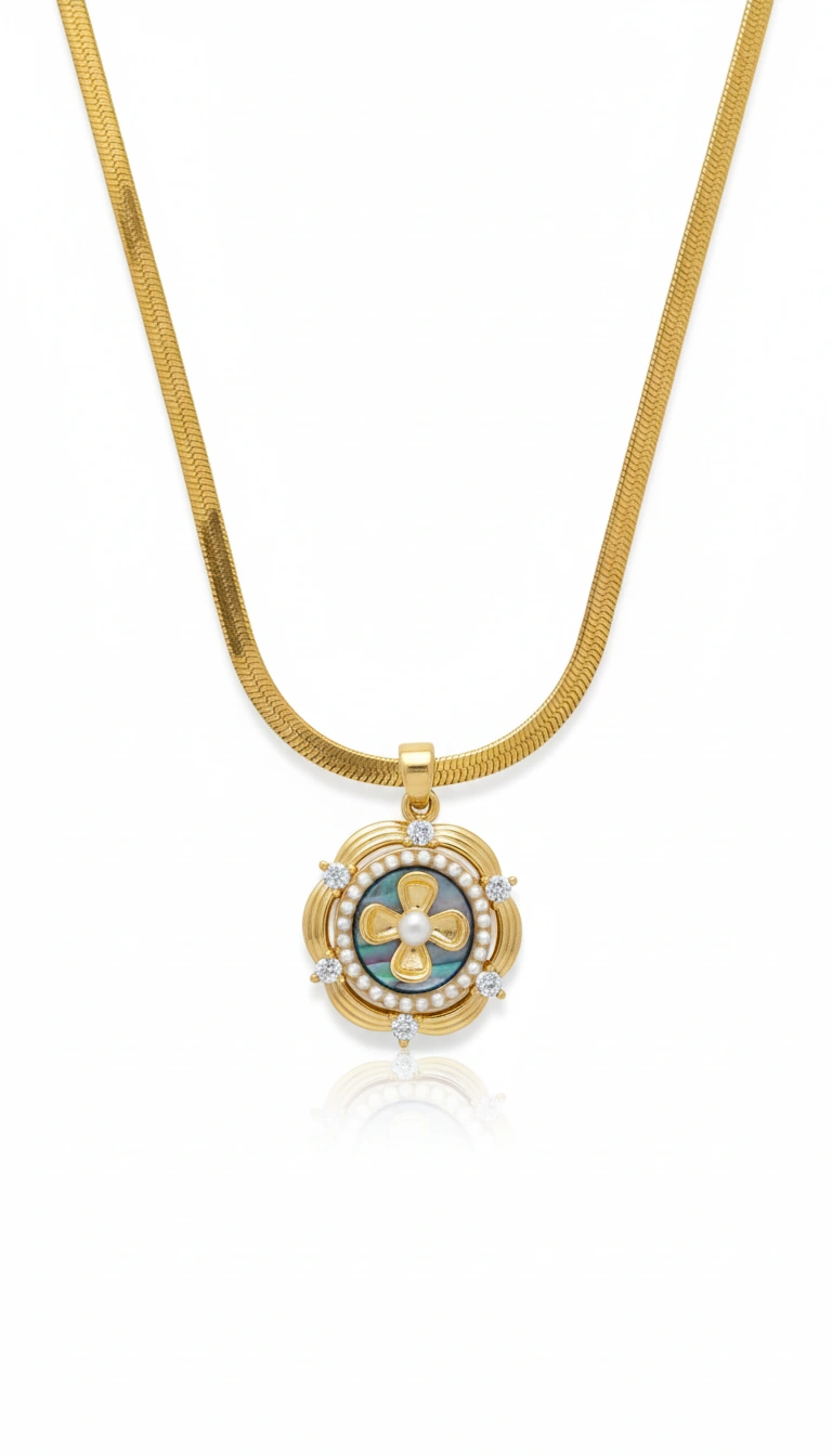 Aurelia Abalone Medallion Necklace