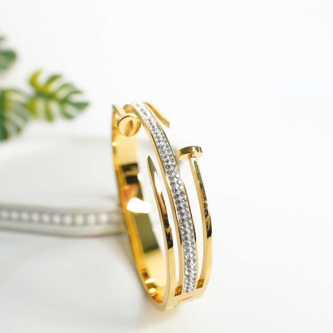 Crystal Line Open Cuff Bracelet