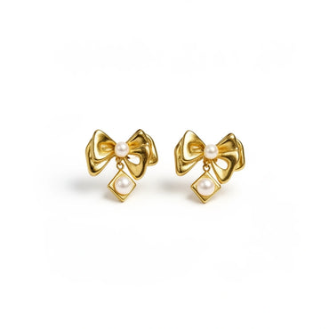 Celeste Bow Pearl Earrings