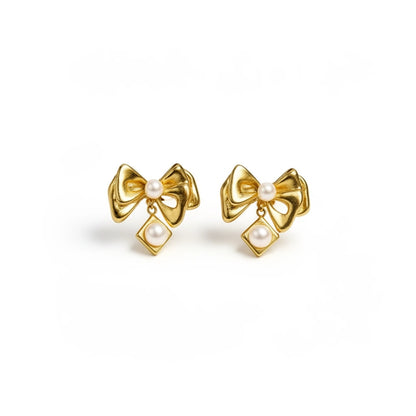 Celeste Bow Pearl Earrings