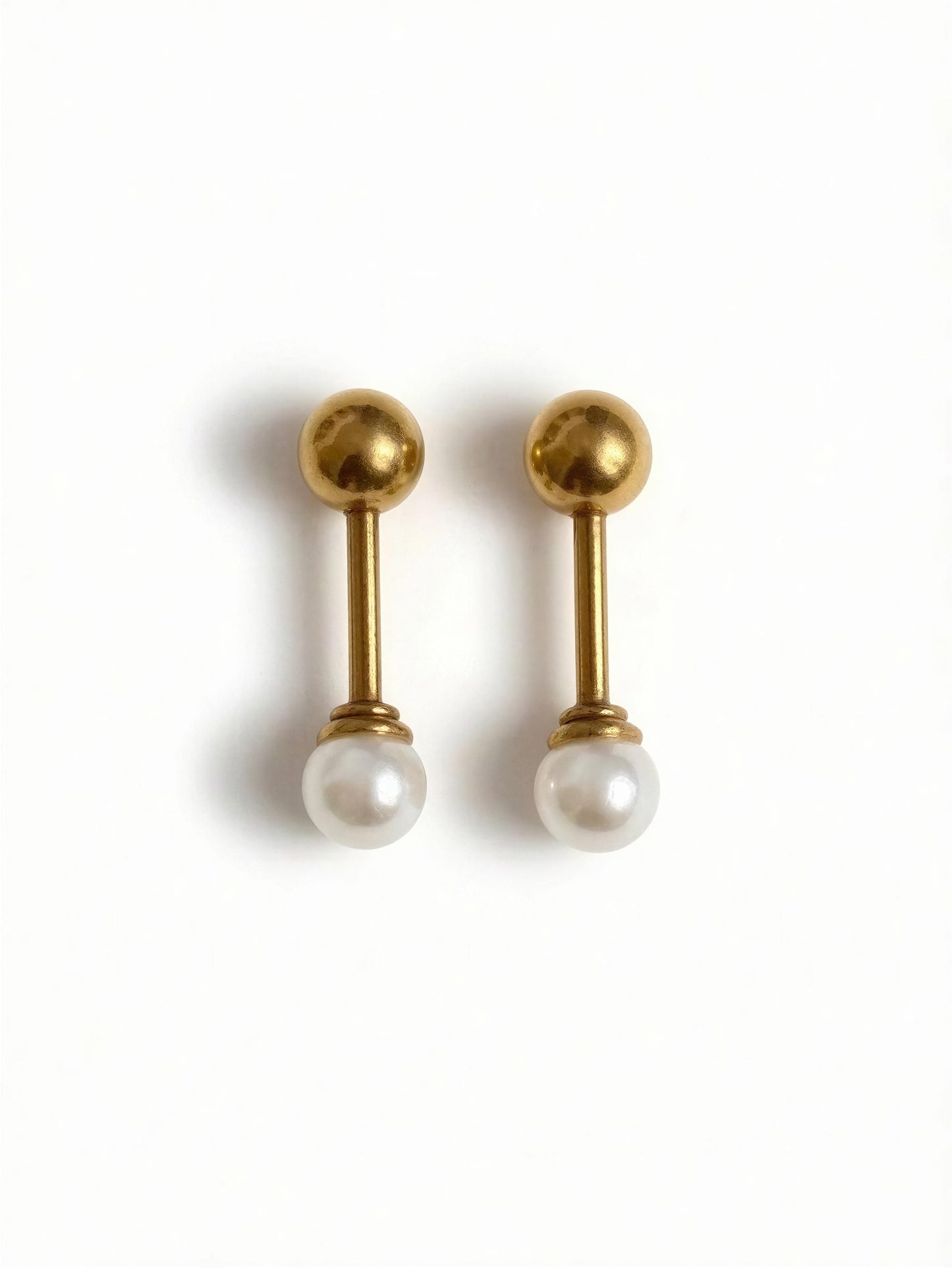Pearl Bar Drop Stud Earrings - Ball Back