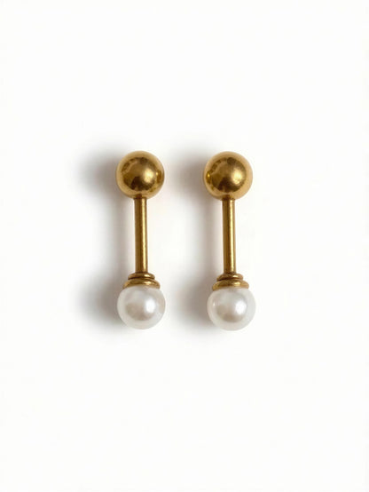 Pearl Bar Drop Stud Earrings - Ball Back
