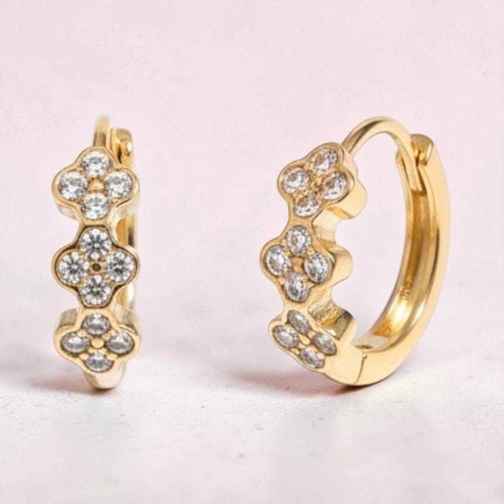 Crystal Clover Huggie Earrings