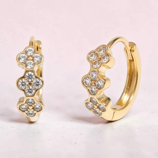 Crystal Clover Huggie Earrings