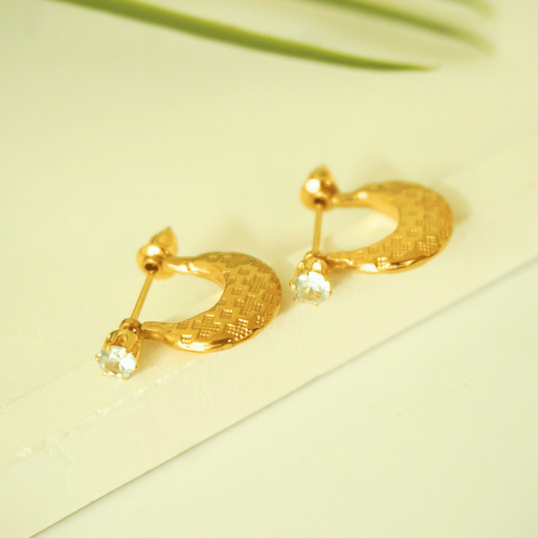 Solara Textured Crescent Drop Earrings
