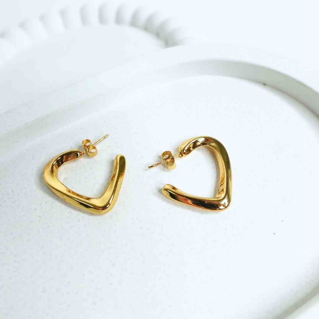 Sculpted Heart Hoop Earrings