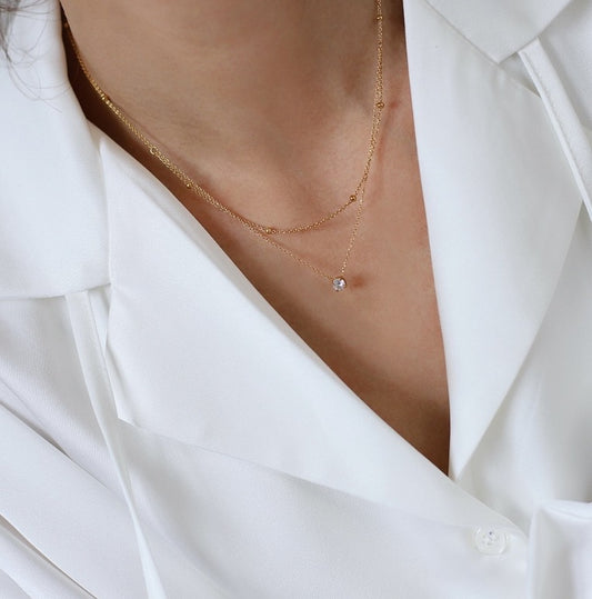 Elara Dainty Solitaire Necklace