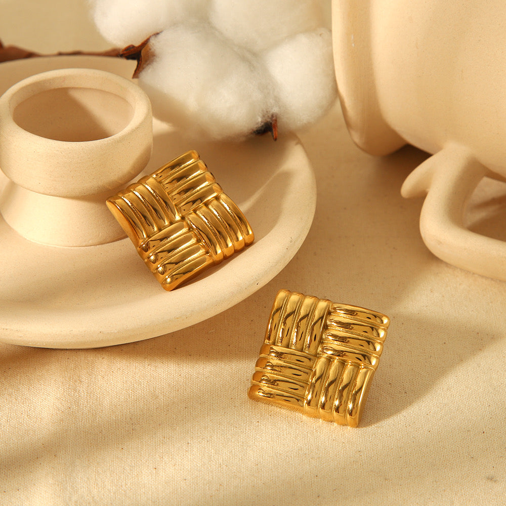 Aurora Woven Square Studs