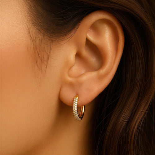 Luna Pavé Hoop Earrings – 18K gold-plated stainless steel hoop earrings