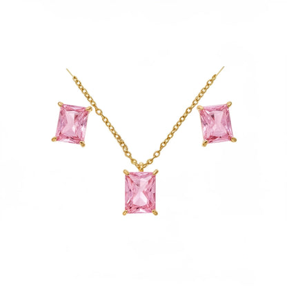 Rosé Prism Necklace & Stud Earring Set