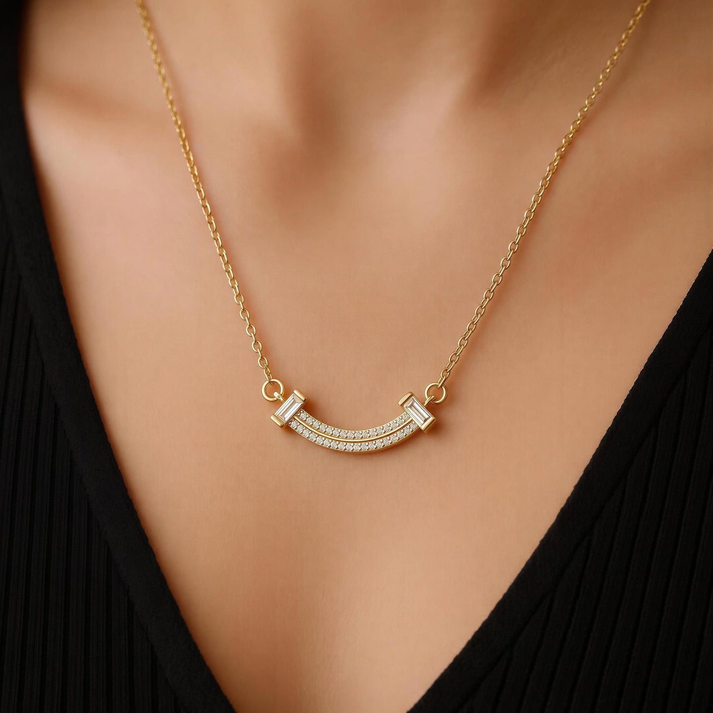 Celeste Crystal Arc Necklace