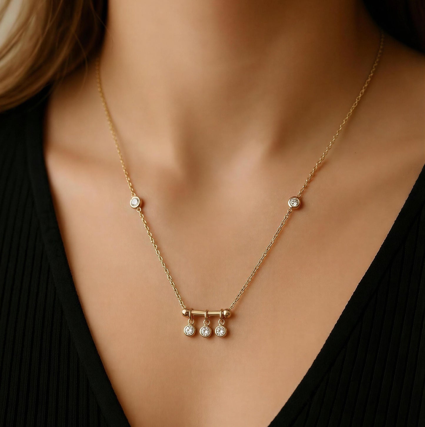 Celeste Trio Drop Necklace