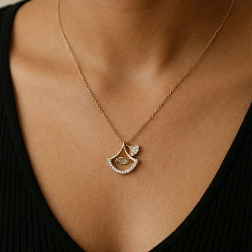 Celeste Arc Crystal Pendant Necklace – 18K gold-plated stainless steel pendant necklace