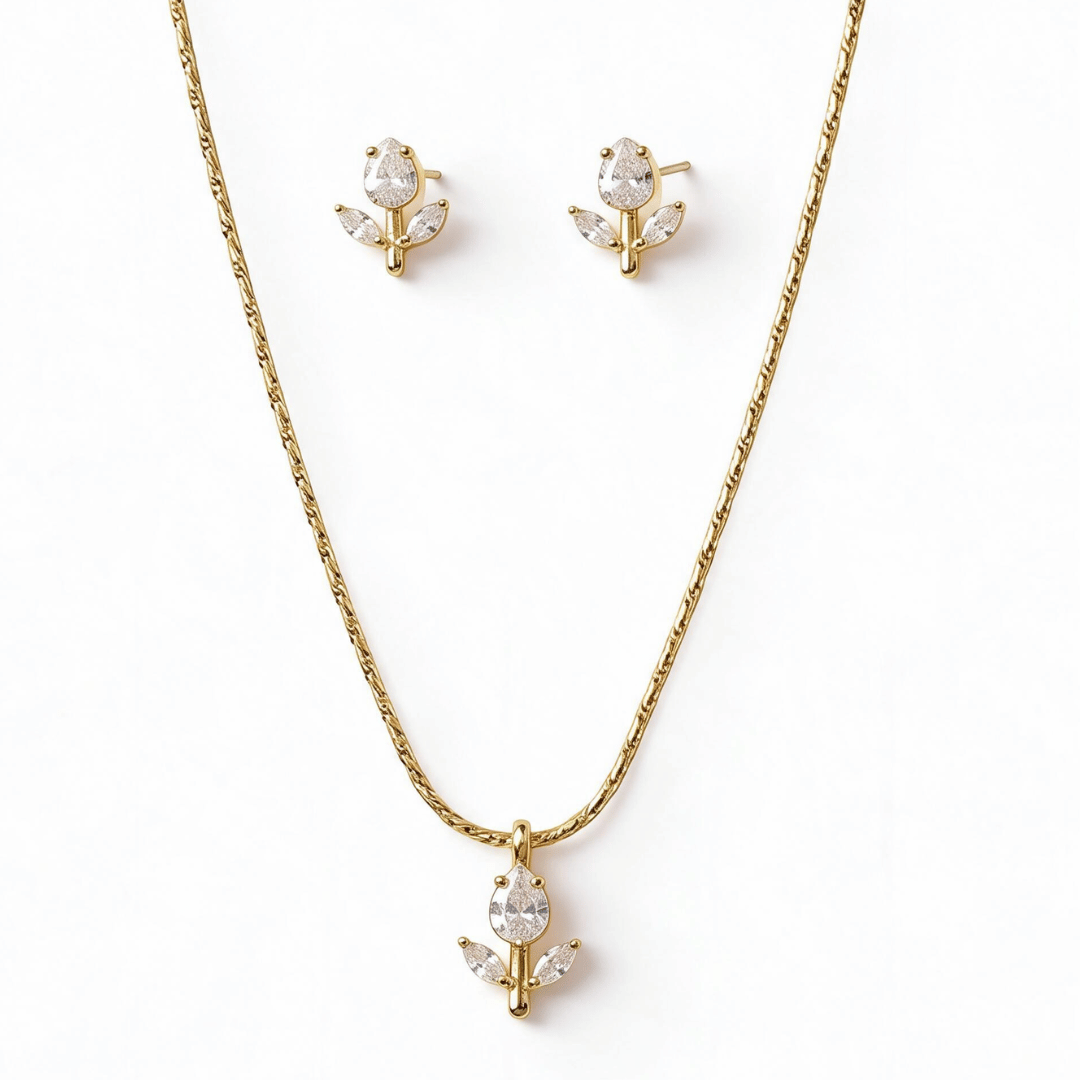 Celeste Tulip Necklace Set – 18K gold-plated stainless steel pendant necklace