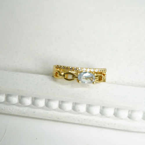 Crystal Chain Link Ring – 18K gold-plated stainless steel ring