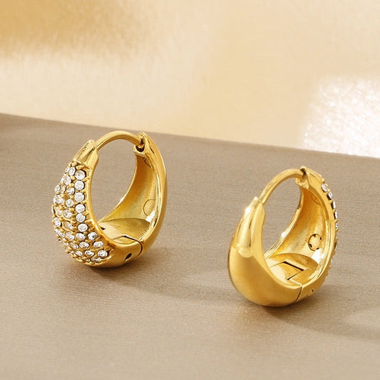Celeste Pavé Gold Huggie Earrings