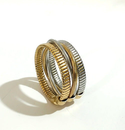 Dual Muse Adjustable Bracelet (Gold & Silver) – 18K gold-plated stainless steel adjustable cuff bracelet