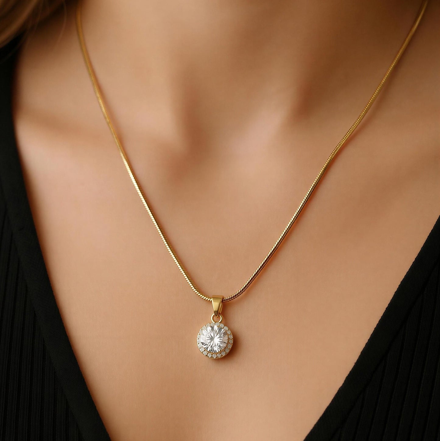 Radiant Halo Pendant Necklace