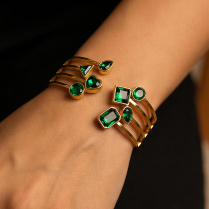 Emerald Luxe Open Cuff Bracelet