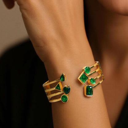 Emerald Luxe Open Cuff Bracelet