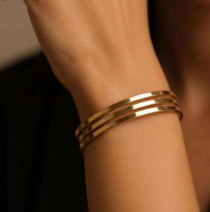 Sleek Gold Minimal Bangles (Set of 3)