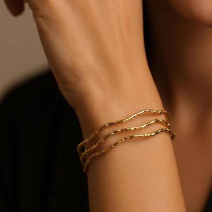 Golden Ripple Bangle Set (Set of 3)