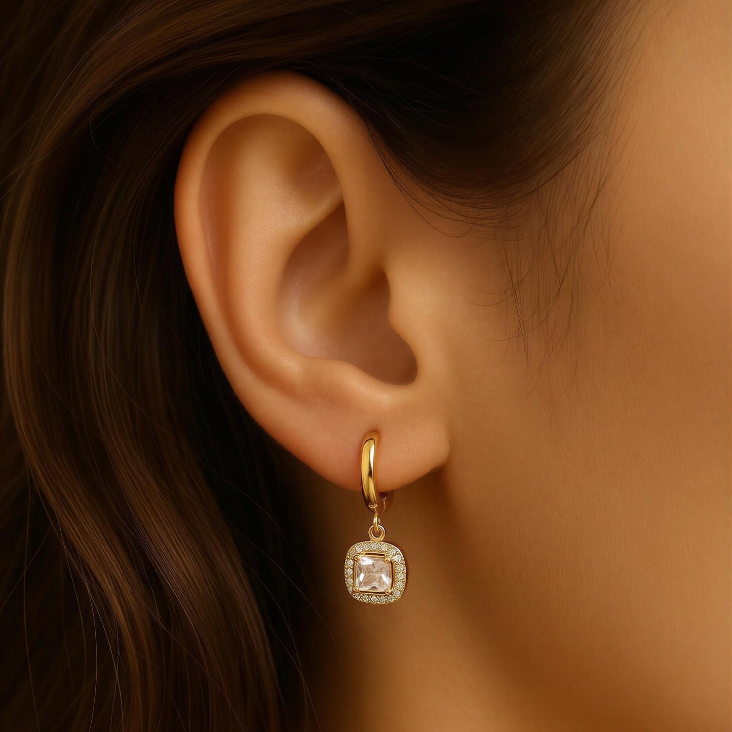 Celeste Solitiare Drop Hoops
