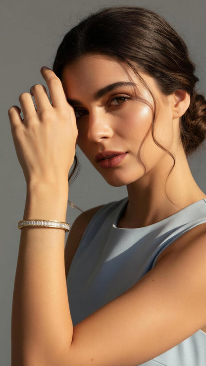 Crystal Baguette Slim Bangle Bracelet