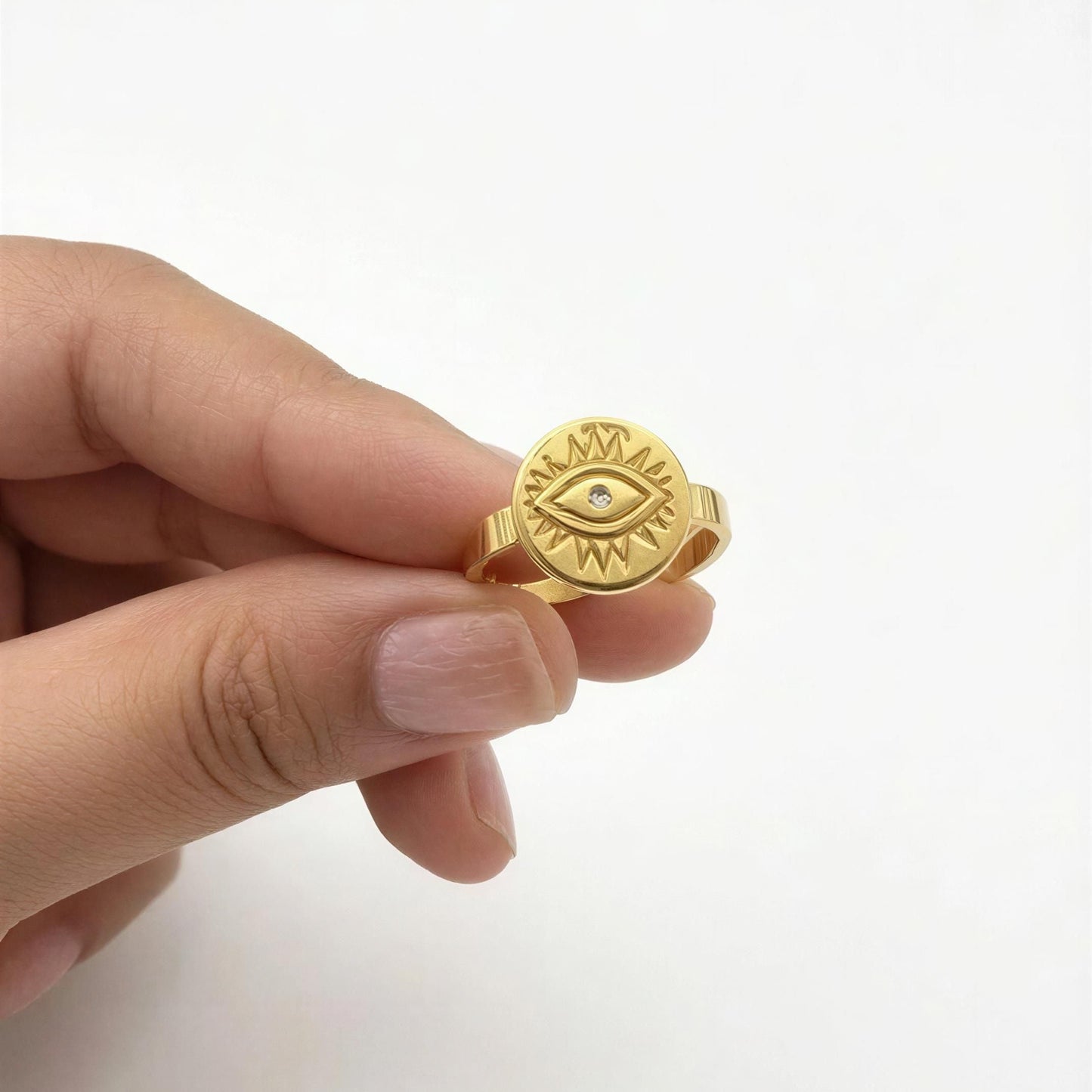 Evil Eye Statement Ring-Adjustable