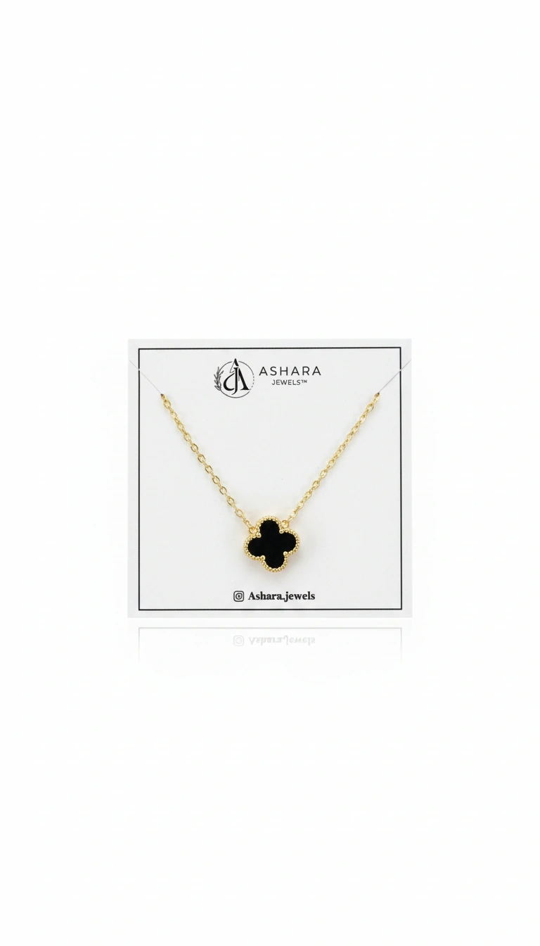 Noir Clover Pendant Necklace - Black & White Dual Side