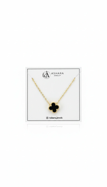 Noir Clover Pendant Necklace - Black & White Dual Side