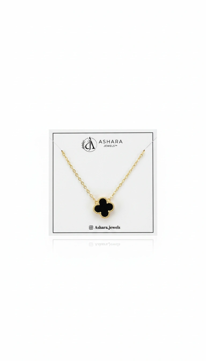 Noir Clover Pendant Necklace - Black & White Dual Side