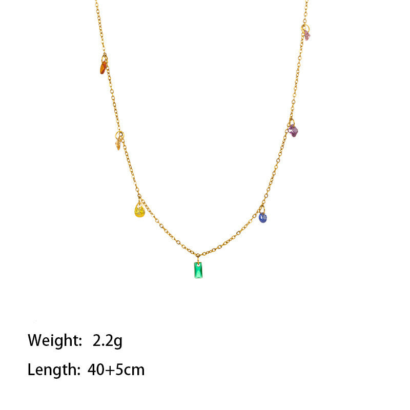 Aurora Multi-Gem Drop Necklace