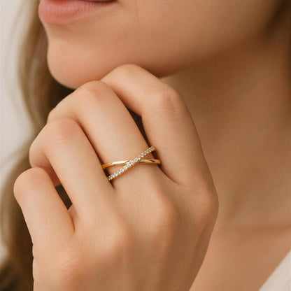Aurora Criss-Cross Ring -Adjustable