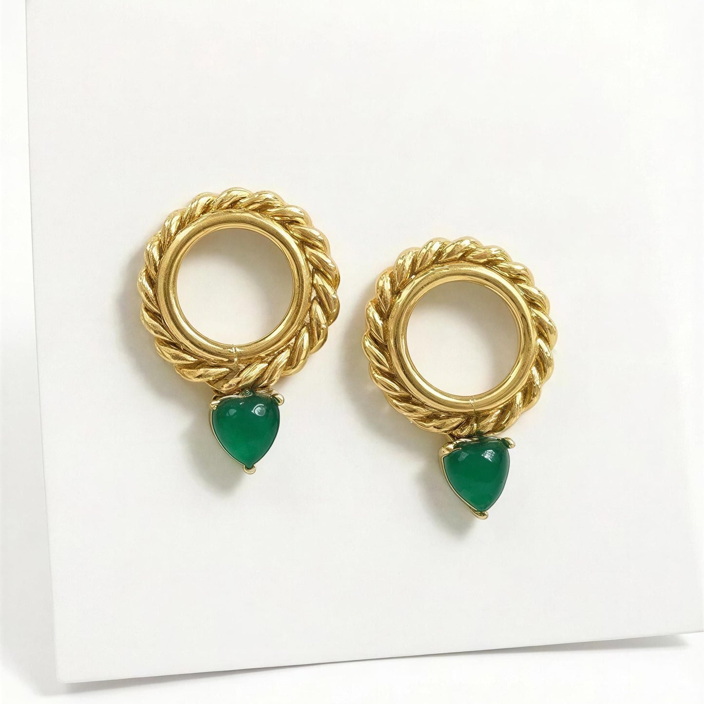 Emerald Twist Drop Earrings