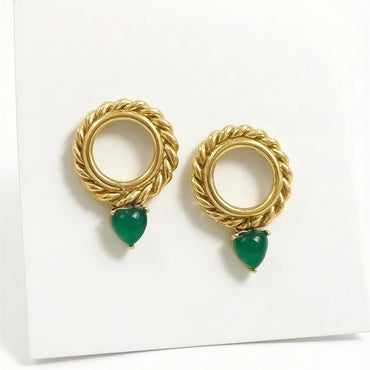 Emerald Twist Drop Earrings